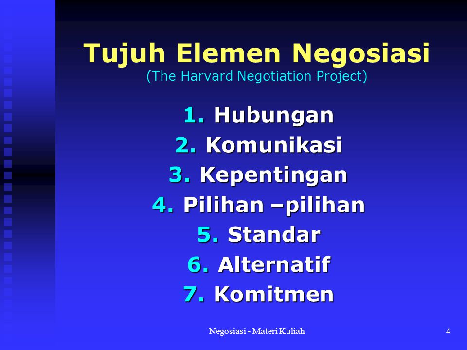 Tujuh Elemen Negosiasi (The Harvard Negotiation Project)