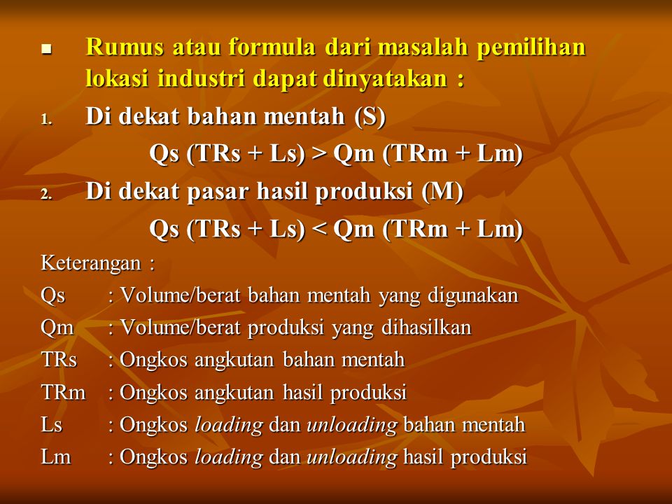 Qs (TRs + Ls) > Qm (TRm + Lm) Qs (TRs + Ls) < Qm (TRm + Lm)