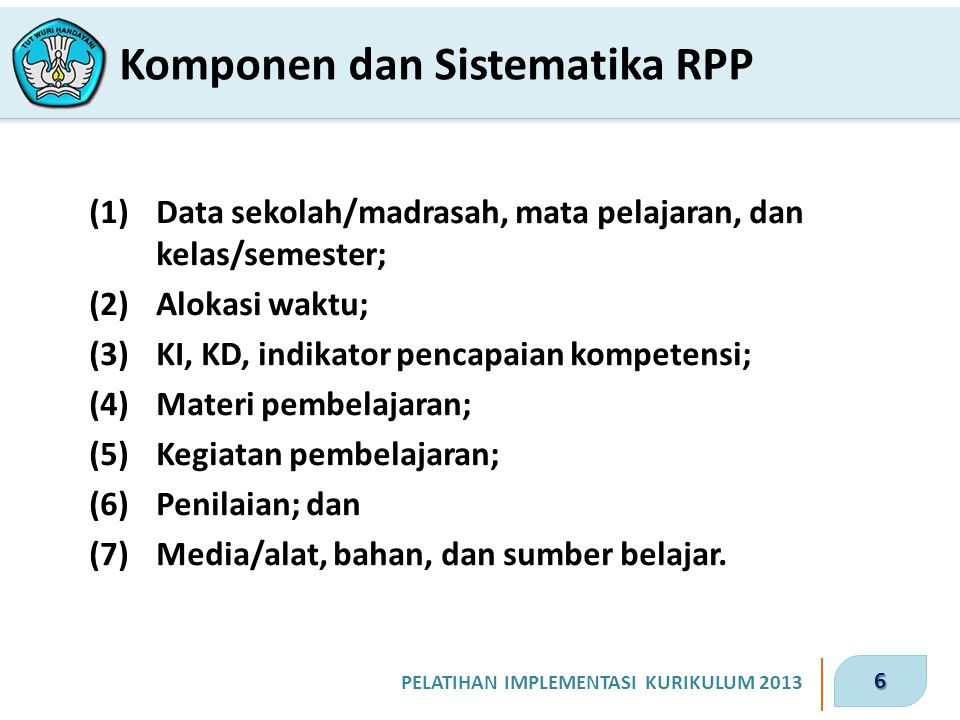 Komponen dan Sistematika RPP