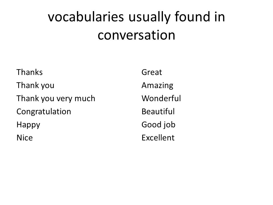 vocabularies usually found in conversation