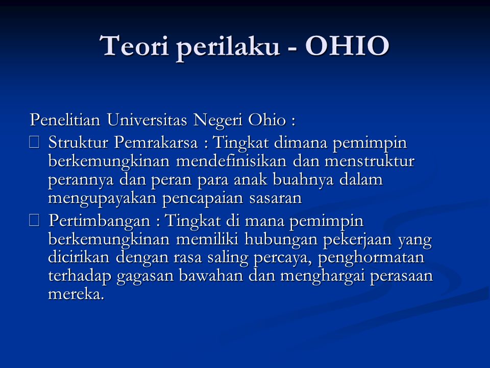 Teori perilaku - OHIO Penelitian Universitas Negeri Ohio :