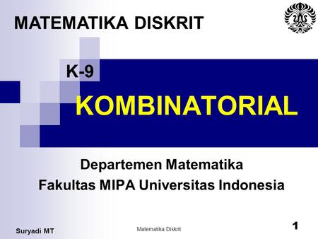 Departemen Matematika Fakultas MIPA Universitas Indonesia