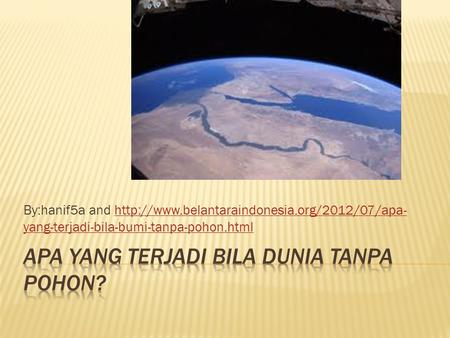 By:hanif5a and  yang-terjadi-bila-bumi-tanpa-pohon.htmlhttp://www.belantaraindonesia.org/2012/07/apa- yang-terjadi-bila-bumi-tanpa-pohon.html.
