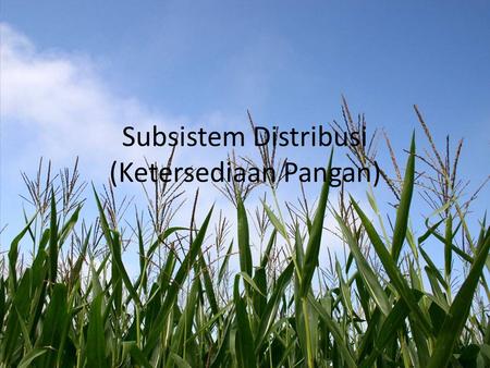 Subsistem Distribusi (Ketersediaan Pangan)