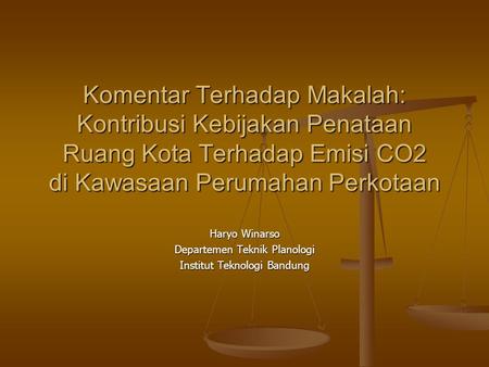 Haryo Winarso Departemen Teknik Planologi Institut Teknologi Bandung