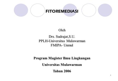 Program Magister Ilmu Lingkungan Universitas Mulawarman