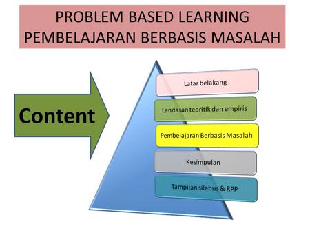 Content PROBLEM BASED LEARNING PEMBELAJARAN BERBASIS MASALAH