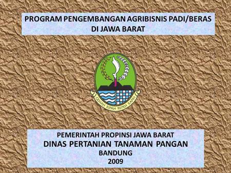 PROGRAM PENGEMBANGAN AGRIBISNIS PADI/BERAS DI JAWA BARAT