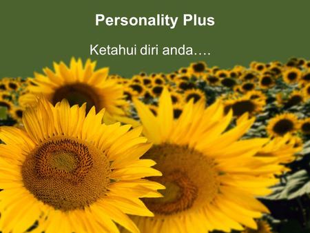 Personality Plus Ketahui diri anda….. Author Created by Fred Littauer. Reprinted by permission from PERSONALITY PLUS, Florence Littauer, Fleming H. Revell.