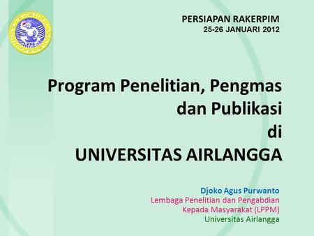 Program Penelitian, Pengmas dan Publikasi di UNIVERSITAS AIRLANGGA