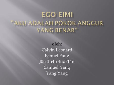 Ego Eimi “Aku adalah Pokok Anggur yang benar”