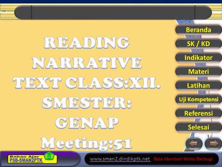 READING NARRATIVE TEXT CLASS:XII. SMESTER: GENAP