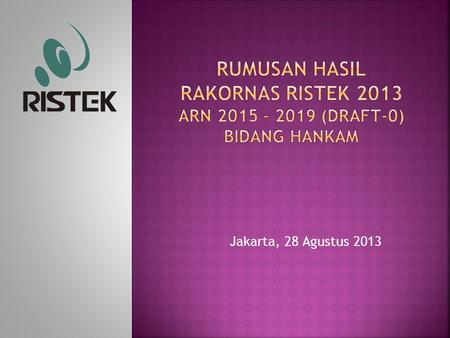 RUMUSAN HASIL RAKORNAS RISTEK 2013 ARN 2015 – 2019 (DRAFT-0) Bidang HANKAM Jakarta, 28 Agustus 2013.
