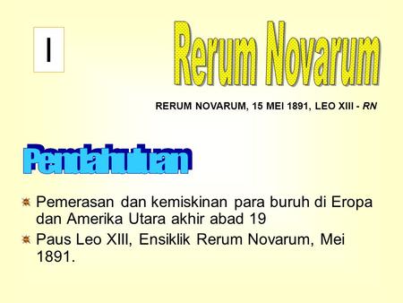 I Rerum Novarum Pendahuluan