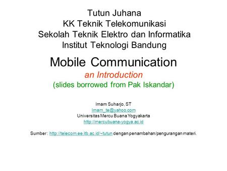 Tutun Juhana KK Teknik Telekomunikasi