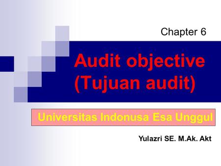 Audit objective (Tujuan audit)