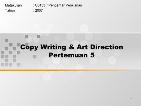 Copy Writing & Art Direction Pertemuan 5