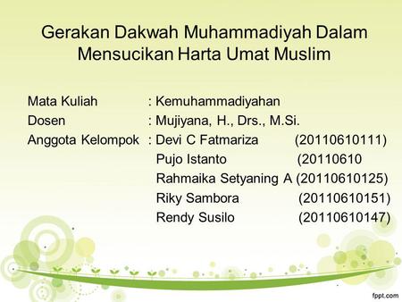 Gerakan Dakwah Muhammadiyah Dalam Mensucikan Harta Umat Muslim
