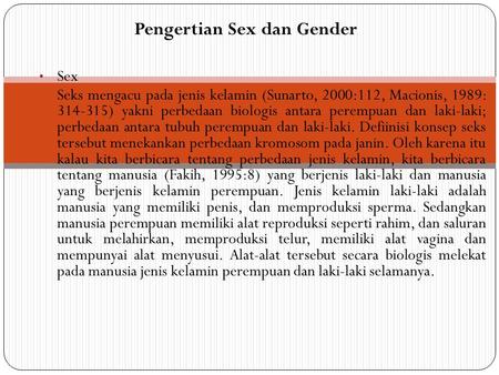 Pengertian Sex dan Gender