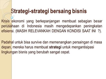Strategi-strategi bersaing bisnis