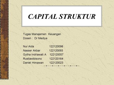 CAPITAL STRUKTUR Tugas Manajemen Keuangan Dosen : Dr Mediya