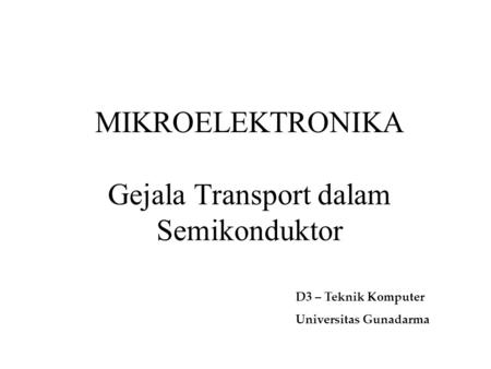 Gejala Transport dalam Semikonduktor