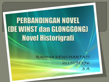 PERBANDINGAN NOVEL (DE WINST dan GLONGGONG) Novel Historigrafi