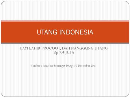 BAYI LAHIR PROCOOT, DAH NANGGUNG UTANG Rp 7,4 JUTA Sumber : Panyebar Semangat 50, tgl 10 Desember 2011 UTANG INDONESIA.