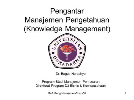 Pengantar Manajemen Pengetahuan (Knowledge Management)