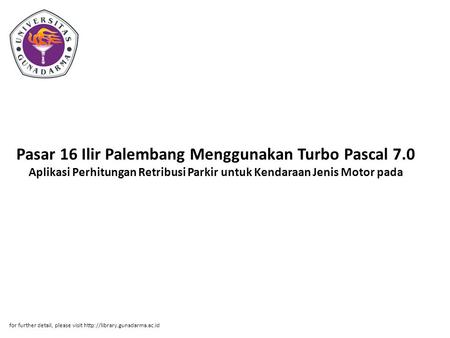 Pasar 16 Ilir Palembang Menggunakan Turbo Pascal 7