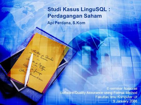Studi Kasus LinguSQL : Perdagangan Saham