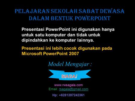 PELAJARAN SEKOLAH SABAT DEWASA DALAM BENTUK POWERPOINT