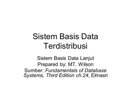 Sistem Basis Data Terdistribusi