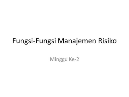 Fungsi-Fungsi Manajemen Risiko