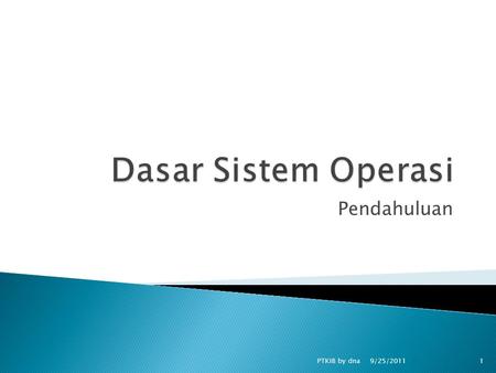 Pendahuluan 9/25/2011 PTKIB by dna1.  Merupakan program untuk mengendalikan dan mengkoordinasikan kegiatan dari sistem komputer  Merupakan software.