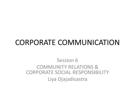 CORPORATE COMMUNICATION