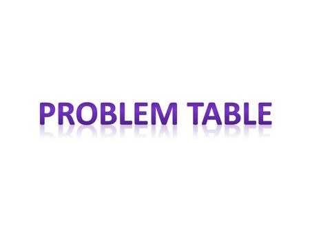 PROBLEM TABLE.