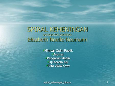 SPIRAL KEHENINGAN berdasarkan penelitian Elisabeth Noelle-Neumann