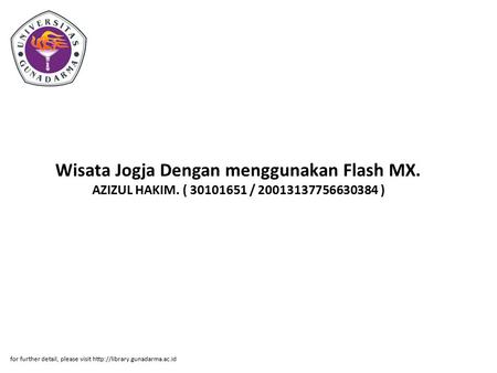Wisata Jogja Dengan menggunakan Flash MX. AZIZUL HAKIM