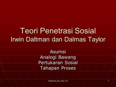 Teori Penetrasi Sosial Irwin Daltman dan Dalmas Taylor