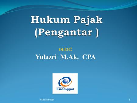 Hukum Pajak (Pengantar )