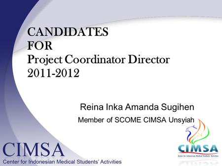 CANDIDATES FOR Project Coordinator Director