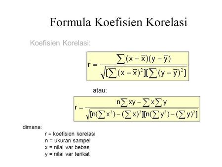 Formula Koefisien Korelasi
