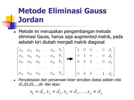Metode Eliminasi Gauss Jordan