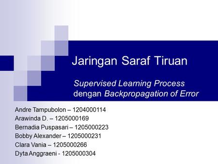 Supervised Learning Process dengan Backpropagation of Error