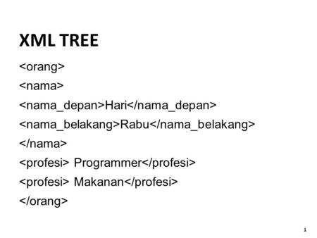 XML TREE   Hari Rabu   Programmer  Makanan