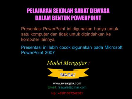 PELAJARAN SEKOLAH SABAT DEWASA DALAM BENTUK POWERPOINT