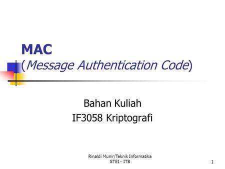 MAC (Message Authentication Code)