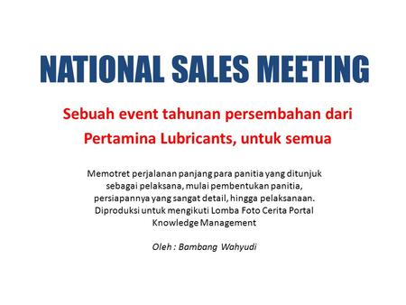 NATIONAL SALES MEETING