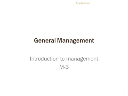 Introduction to management M-3